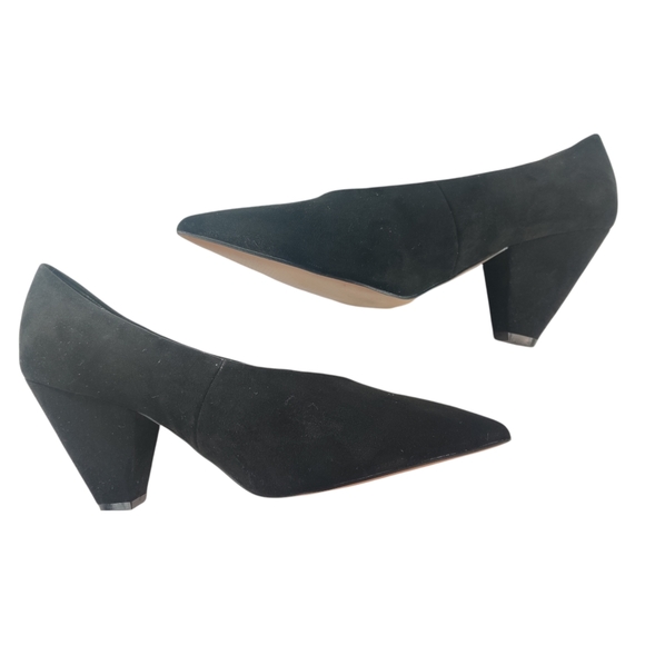 ASOS Black Faux Suede High Vamp Court Cone Heel Pumps 8 - Picture 5 of 12